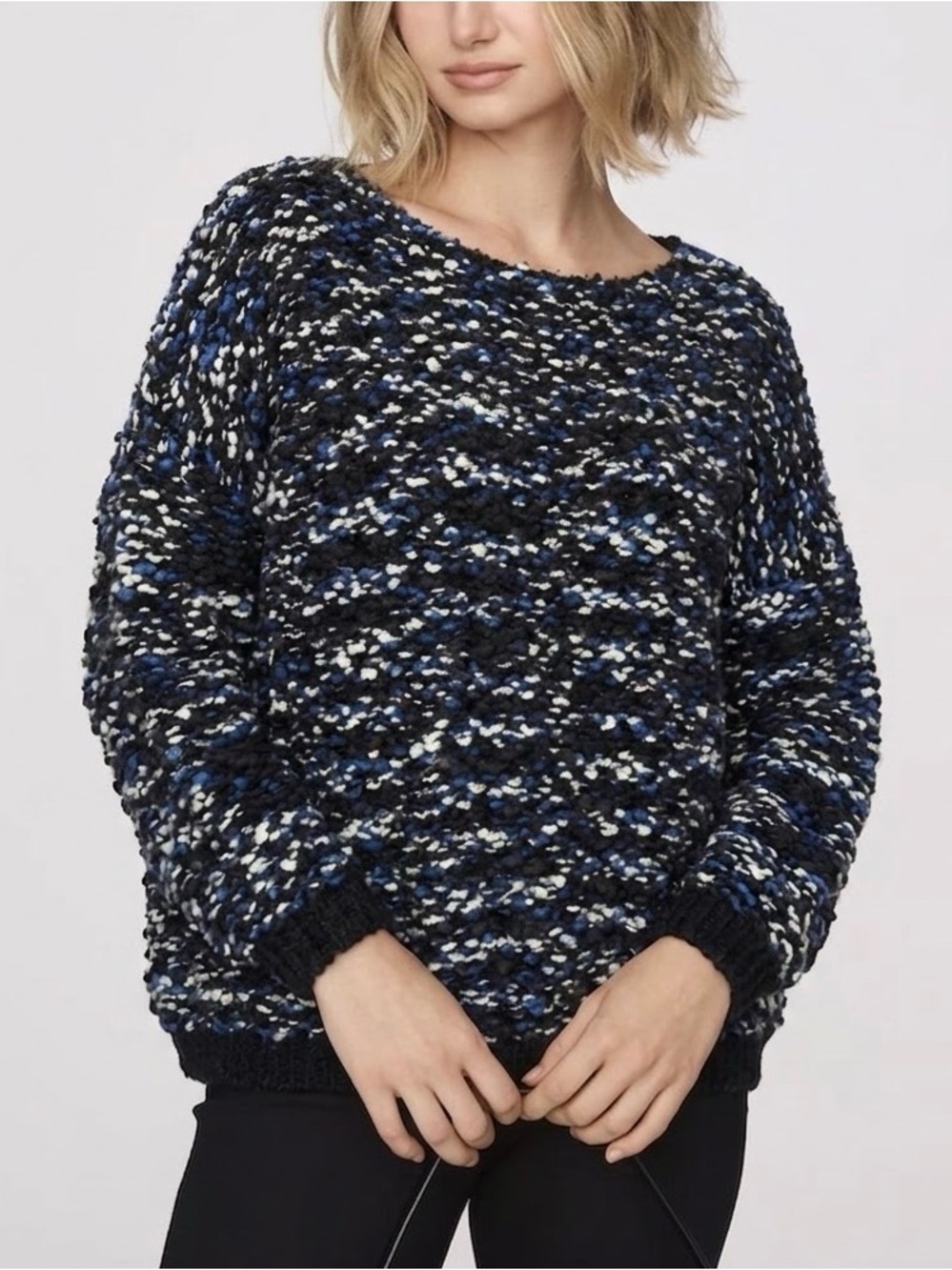 Suncoo Paris Eyelash Sweater Womens Size T1 Small 3D Tweed Knit Slouchy Pullover